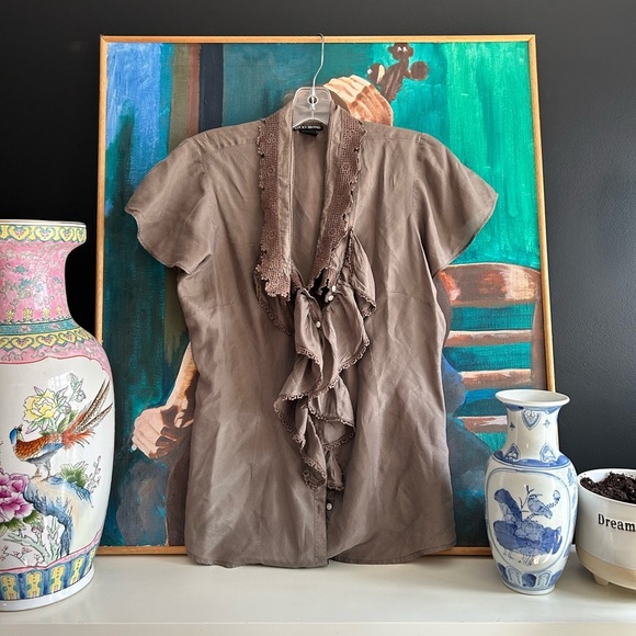 Lucky Brand Tops - Lucky Brand Elegant Brown Ruffle Blouse